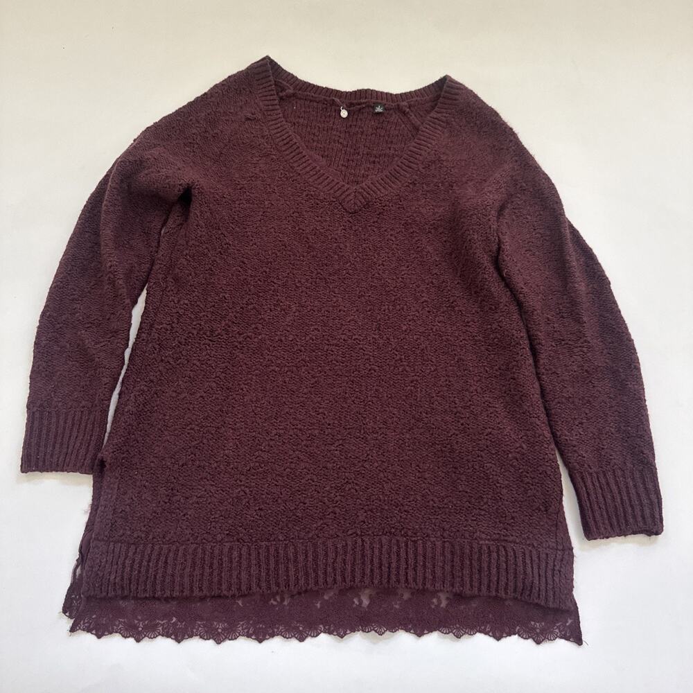 Anthropologie Knitted & Knotted Sweater Peekaboo Lace BOHO Skater Womens Small